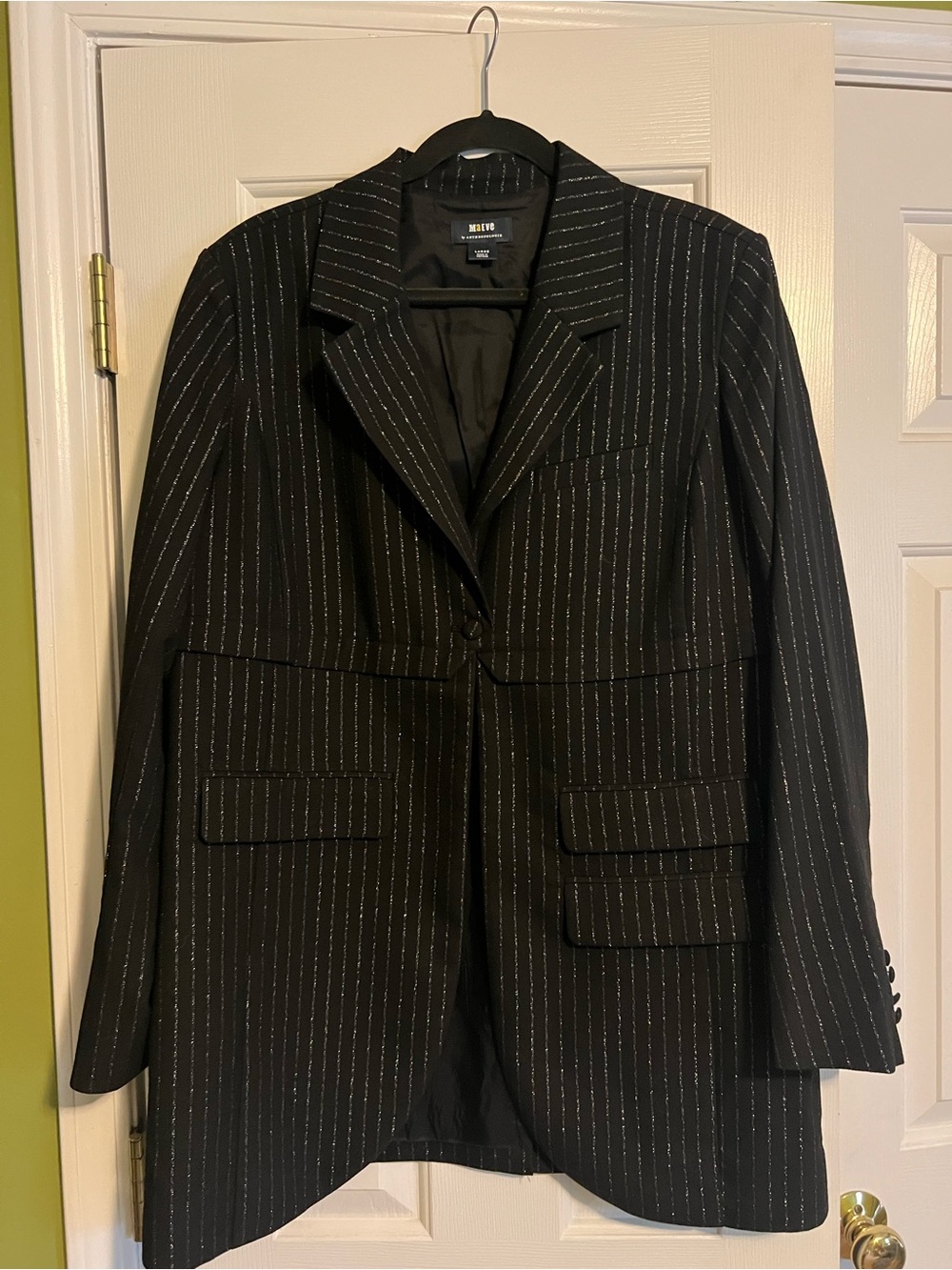 Meave by Anthropologie Black Shimmer Pinstripe Women's Blazer - Never Worn
